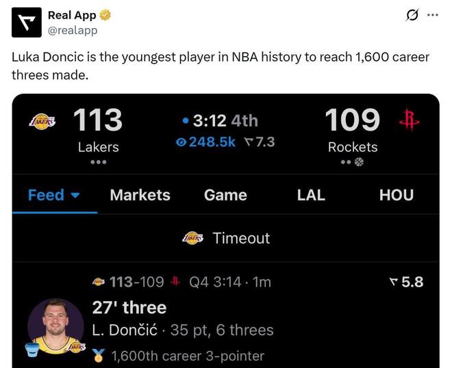 湖人豪取7连胜东契奇40+9+10破纪录 詹姆斯完胜杜